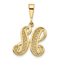 10K Yellow Gold Large Filigree Initial H Pendant view 1