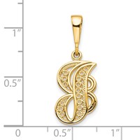 10K Yellow Gold Large Filigree Initial J Pendant view 3