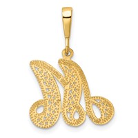 10K Large Filigree Initial M Pendant view 4