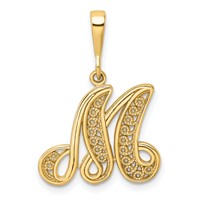 10K Large Filigree Initial M Pendant view 1