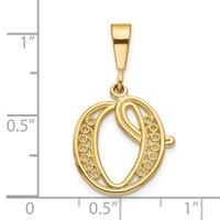 10K Yellow Gold Large Filigree Initial O Pendant view 3