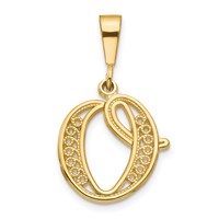 10K Yellow Gold Large Filigree Initial O Pendant view 1