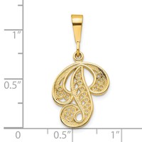 10K Yellow Gold Large Filigree Initial P Pendant view 3