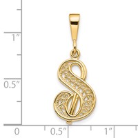 10K Yellow Gold Large Filigree Initial S Pendant view 3