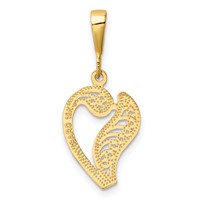 10K Yellow Gold Large Filigree Initial V Pendant view 4