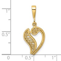 10K Yellow Gold Large Filigree Initial V Pendant view 3