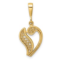 10K Yellow Gold Large Filigree Initial V Pendant view 1
