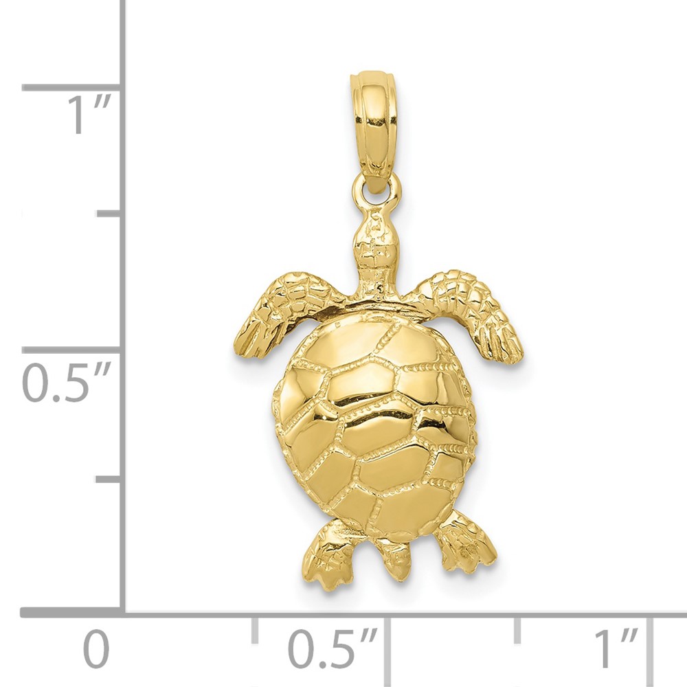 10k 3-D Moveable Turtle Pendant (10C2545)