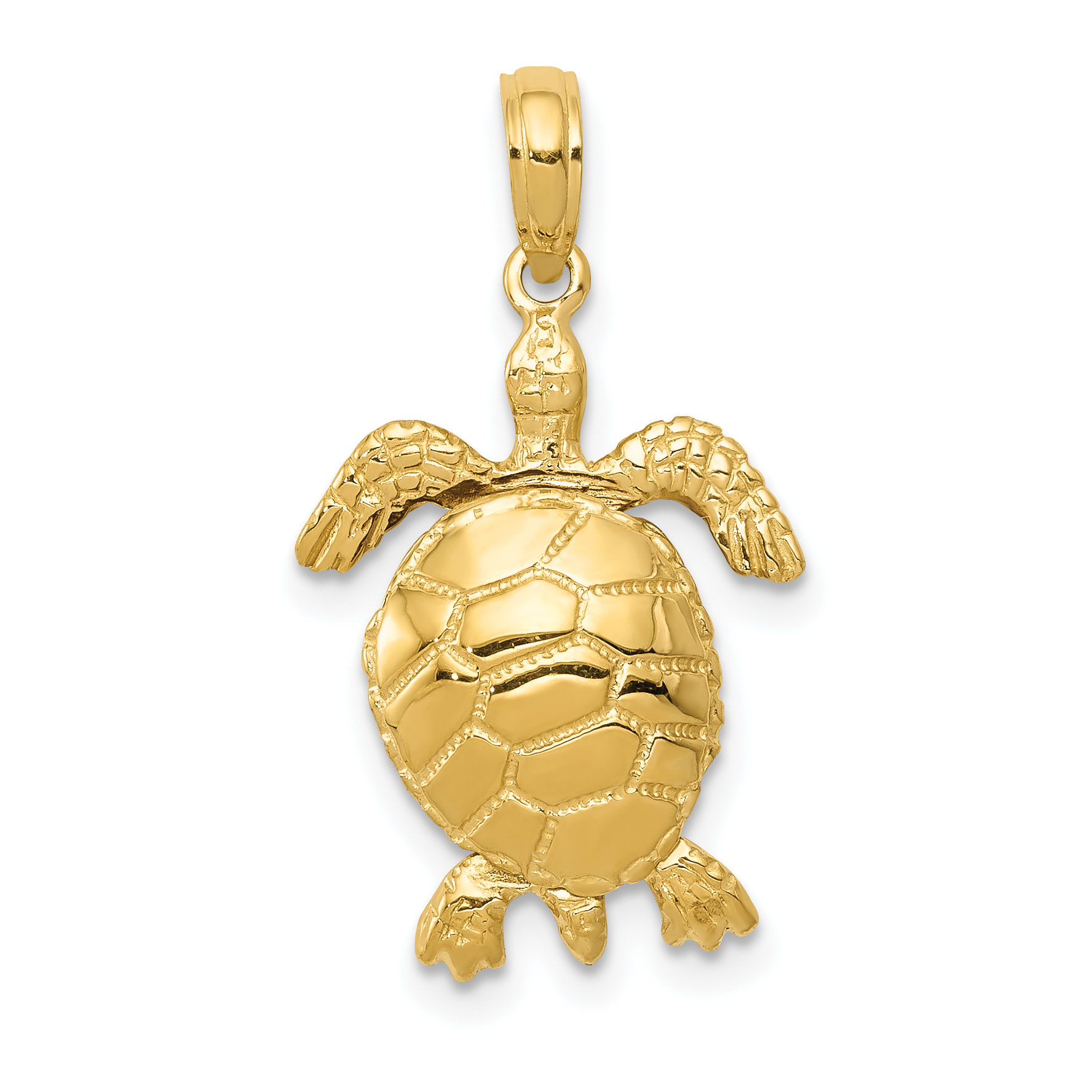 10k 3-D Moveable Turtle Pendant (10C2545)