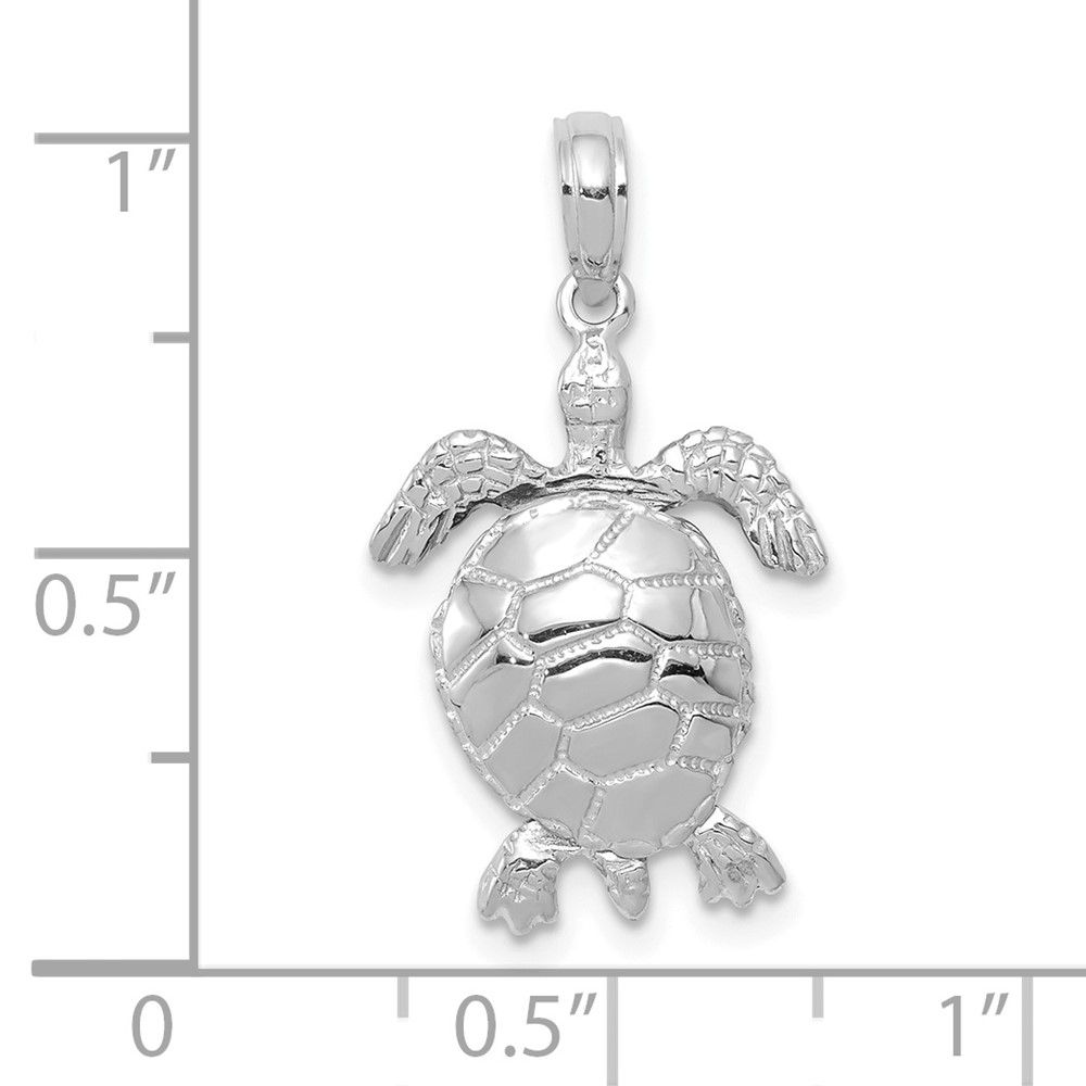 10k White Gold 3-D Moveable Turtle Pendant (10C2545W)