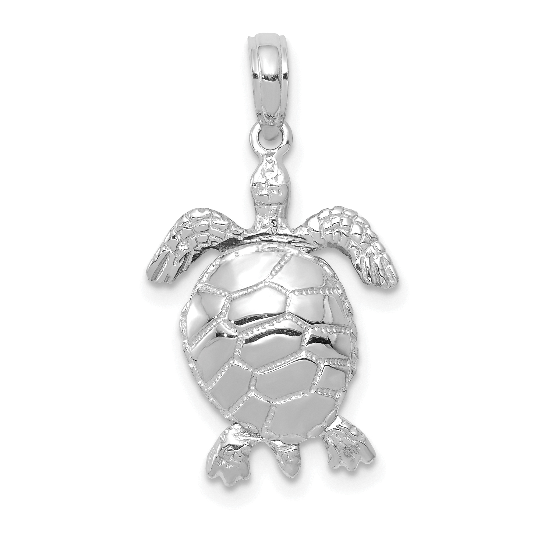 10k White Gold 3-D Moveable Turtle Pendant (10C2545W)