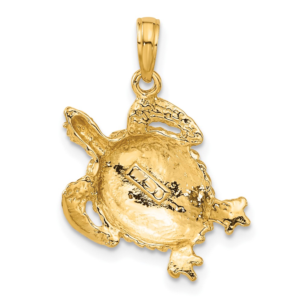 10K Solid Polished Open-Backed Turtle Pendant (10C2546)