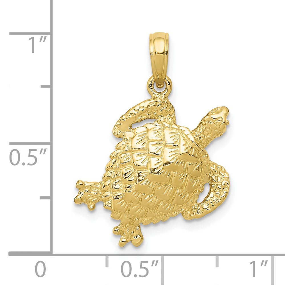 10K Solid Polished Open-Backed Turtle Pendant (10C2546)