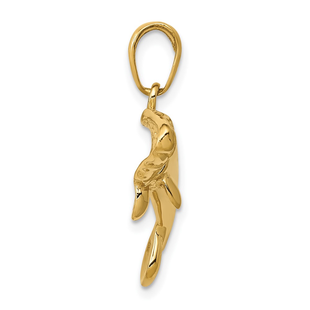 10K Solid Polished Manatee Pendant (10C2603)