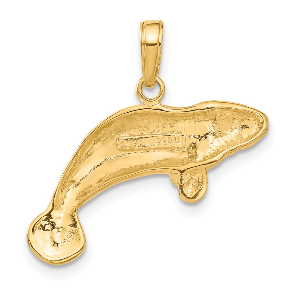 10K Solid Polished Manatee Pendant (10C2603)