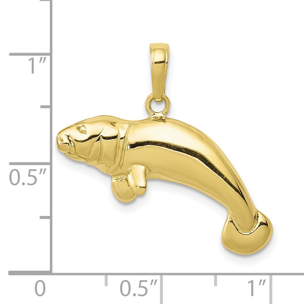 10K Solid Polished Manatee Pendant (10C2603)