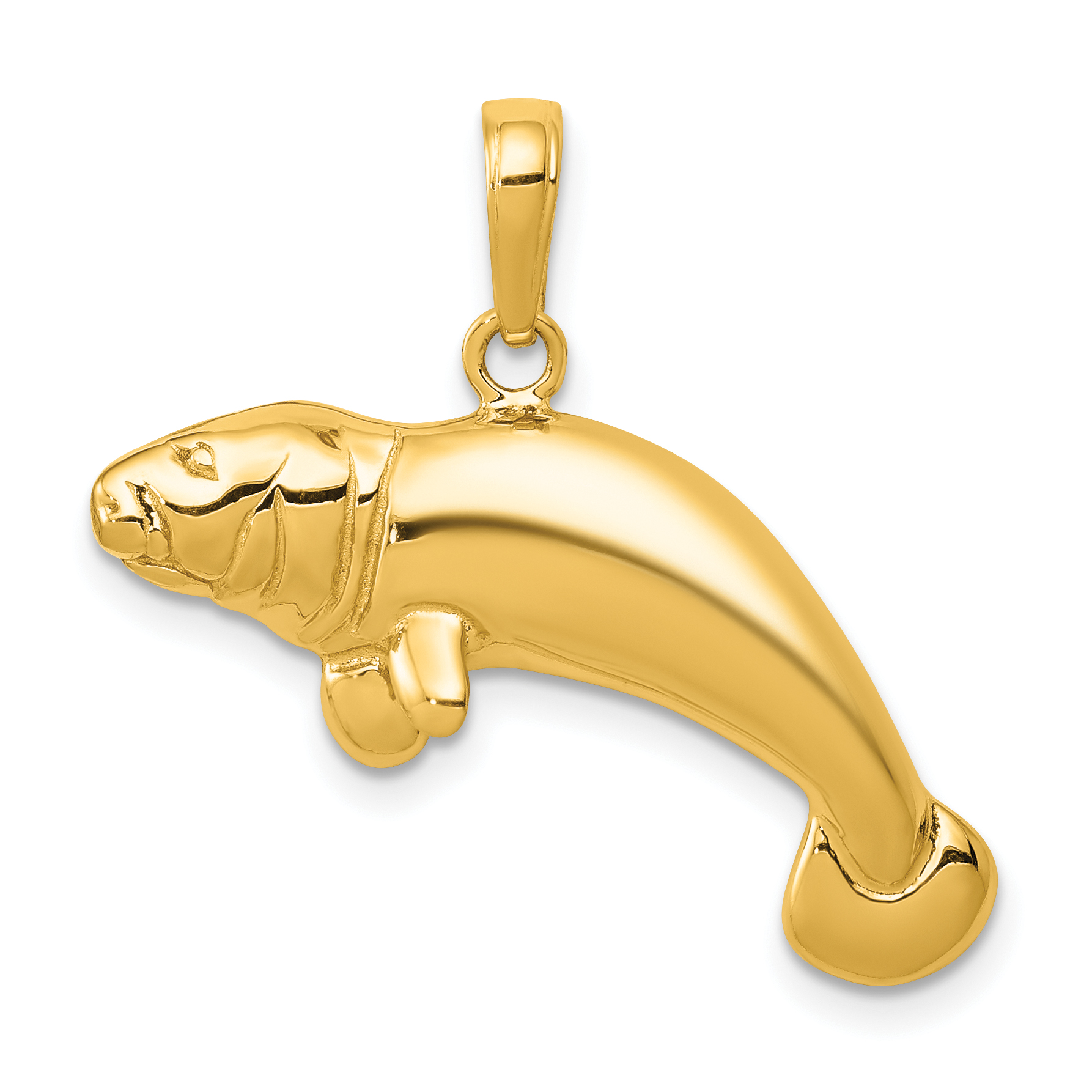 10K Solid Polished Manatee Pendant (10C2603)