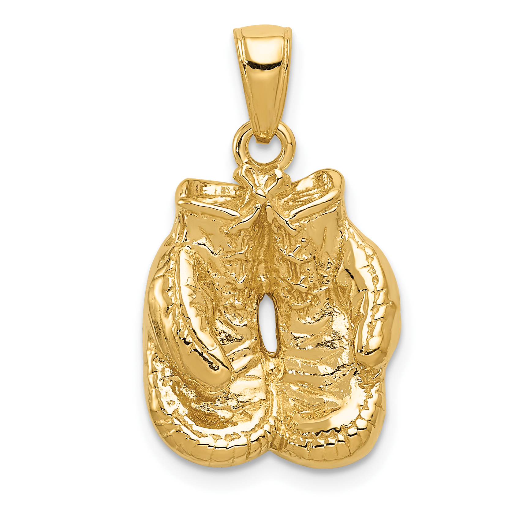 10K Solid Polished Open-Backed Boxing Gloves Pendant (10C2642)