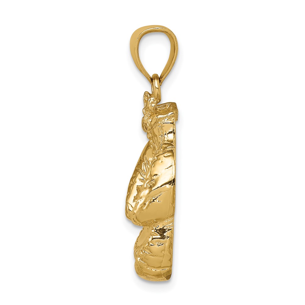 10K Solid Polished Open-Backed Boxing Gloves Pendant (10C2644)