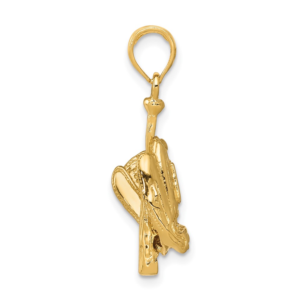 10K Polished 3-D Glove/Bat/Ball Baseball Pendant (10C2656)