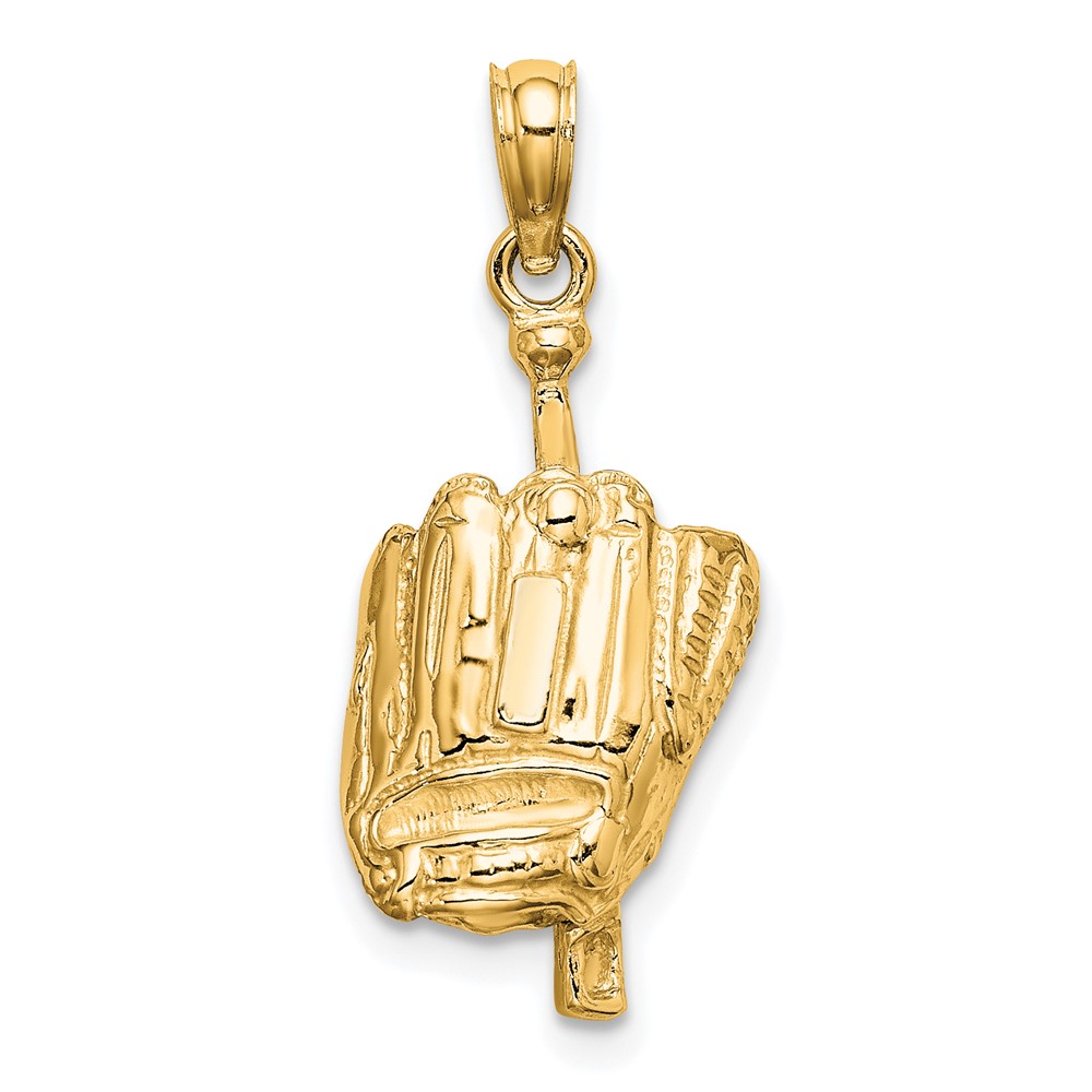 10K Polished 3-D Glove/Bat/Ball Baseball Pendant (10C2656)