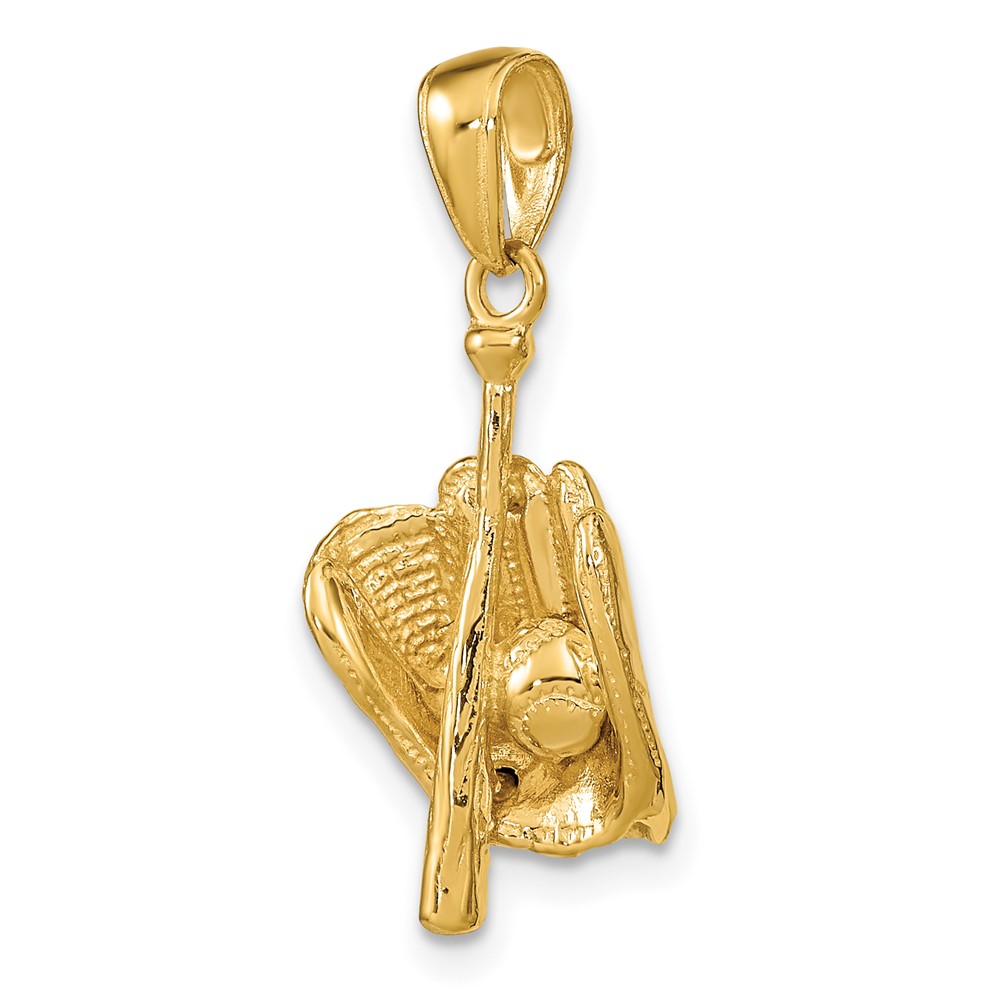 10K Polished 3-D Glove/Bat/Ball Baseball Pendant (10C2656)