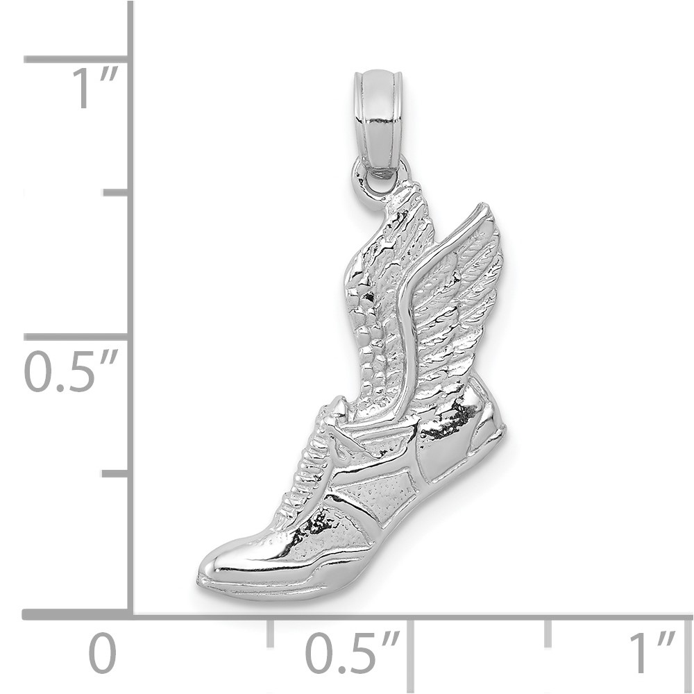 10k White Gold Polished Running Shoe Pendant (10C2660W)