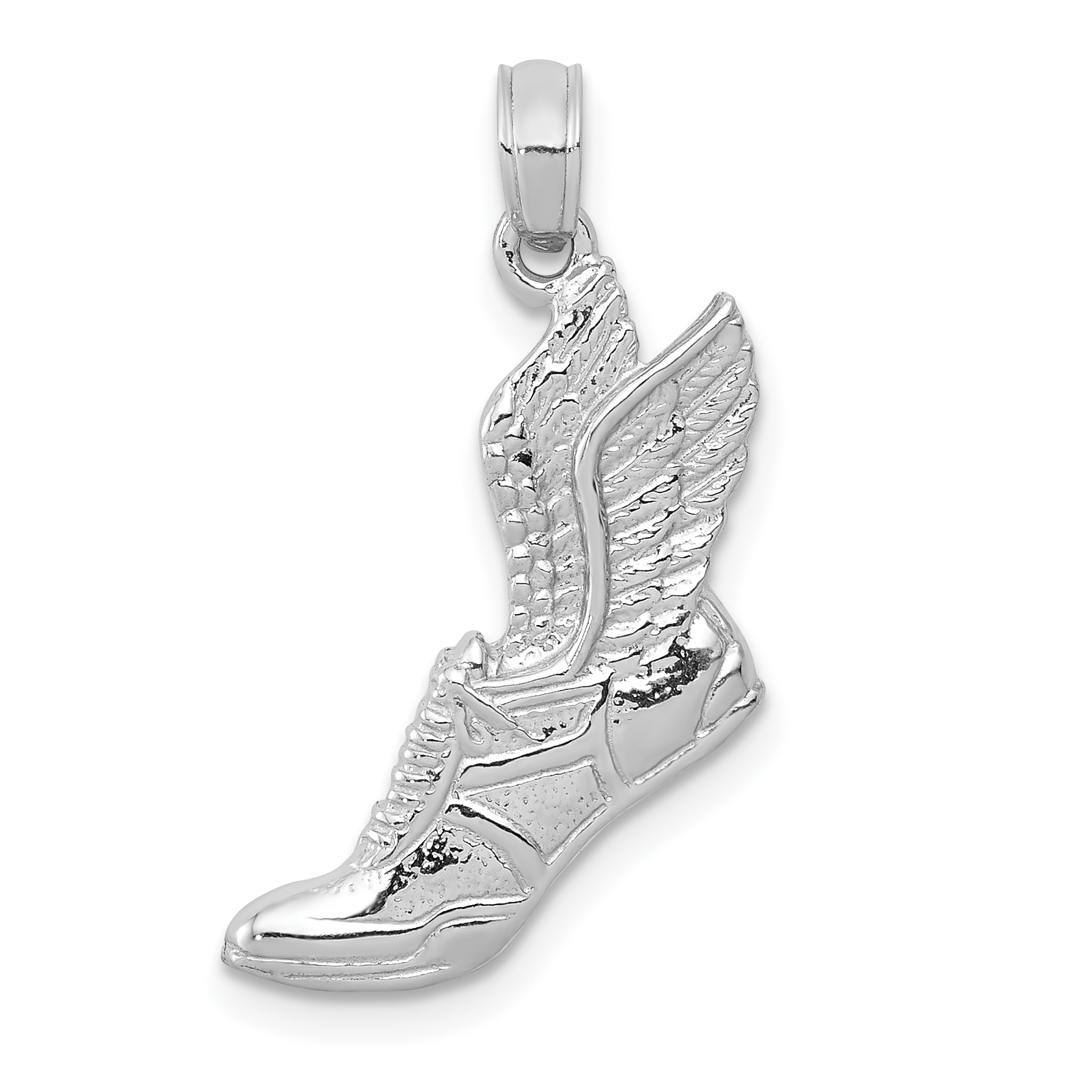10k White Gold Polished Running Shoe Pendant (10C2660W)