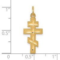 10K Yellow Gold Solid Flat-Backed Eastern Orthodox Cross Pendant view 3