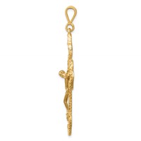 10K Yellow Gold Large Filigree Budded Crucifix Pendant view 2