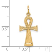 10K Yellow Gold Solid Flat-Backed Ankh Egyptian Cross Pendant view 3