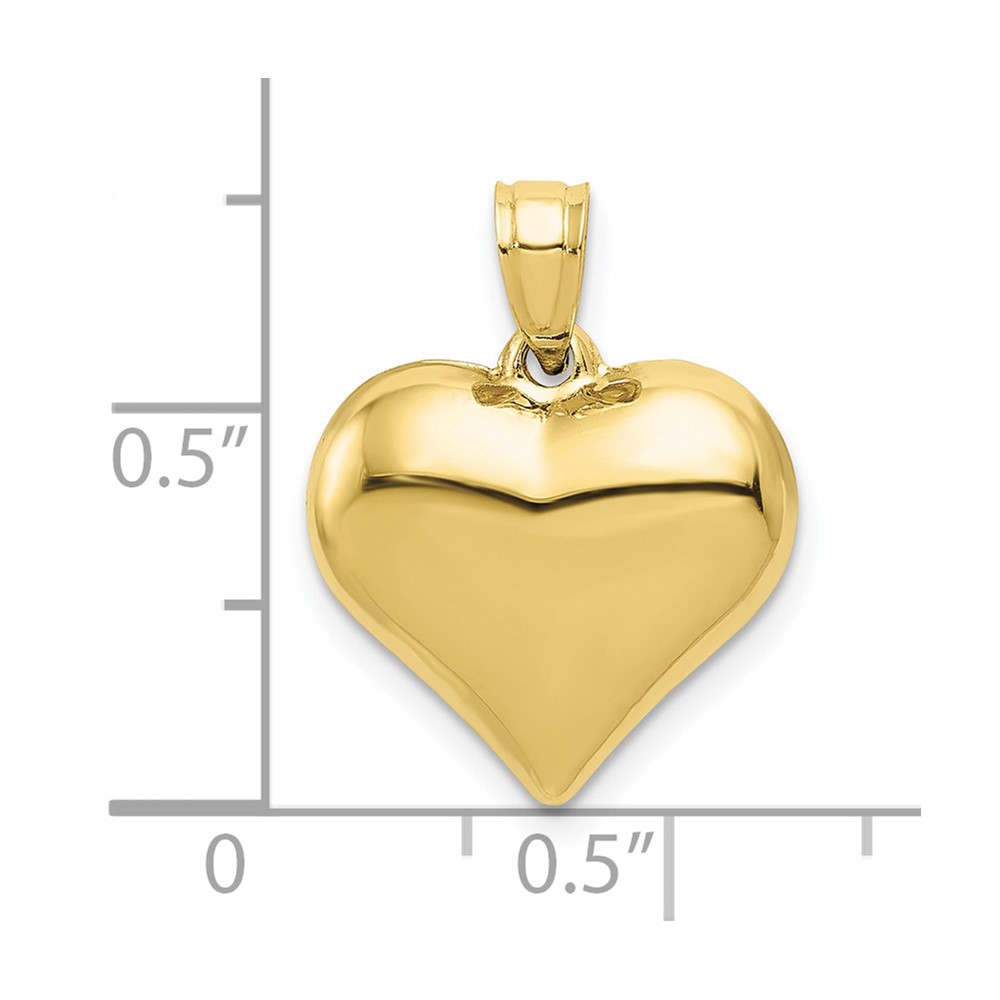 10K Polished 3-D Heart Pendant (10C2909)