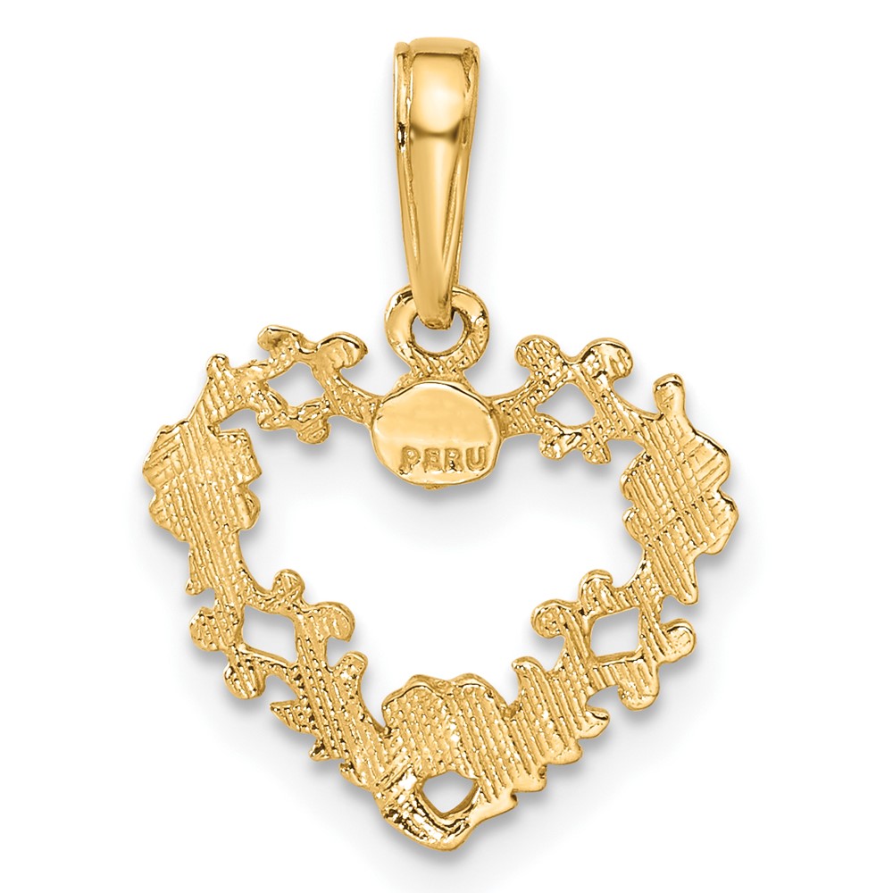 10K Polished Floral Border Heart Pendant (10C2922)