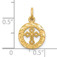 10K Polished Border Eternal Life Small Cross in Circle Pendant view 3