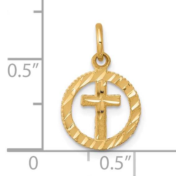 10k Solid Flat-Backed Cross in Circle for Eternal Life Charm