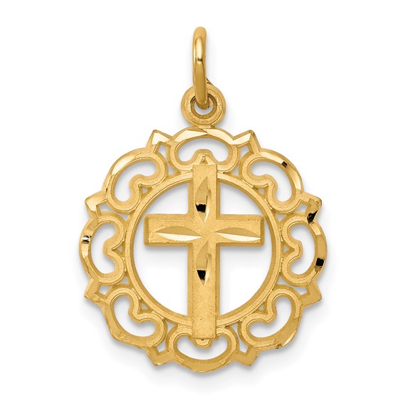 10K Cross In Frame Charm