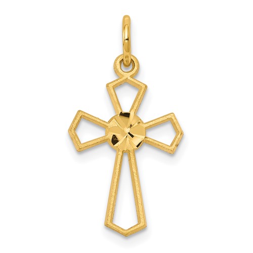 10K Yellow Gold Diamond-cut Cross Charm