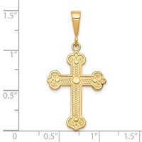 10K Yellow Gold Fancy Budded Cross Charm view 3
