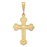 10K Yellow Gold Fancy Budded Cross Charm view 1