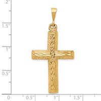 10K Yellow Gold Diamond-cut Cross Pendant view 3