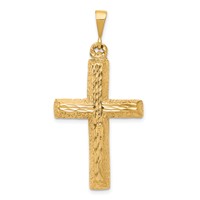 10K Yellow Gold Diamond-cut Cross Pendant view 1