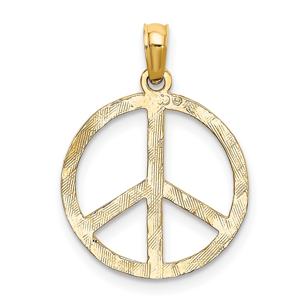 10k Textured Peace Sign Pendant (10C3053)