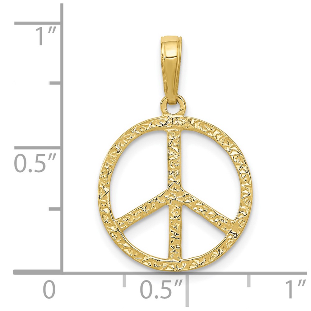 10k Textured Peace Sign Pendant (10C3053)