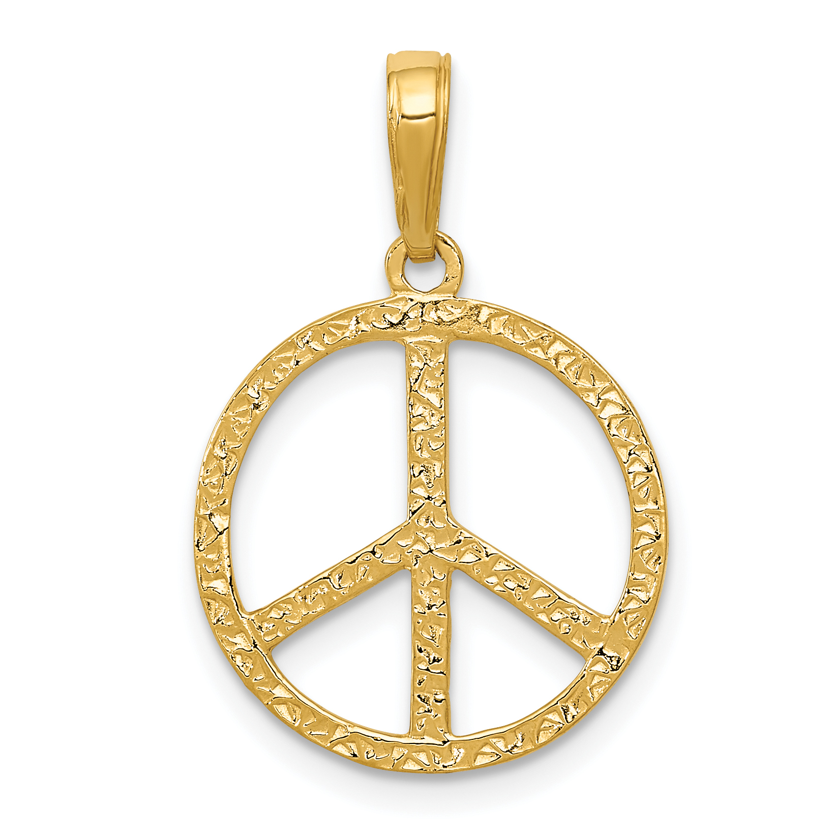 10k Textured Peace Sign Pendant (10C3053)