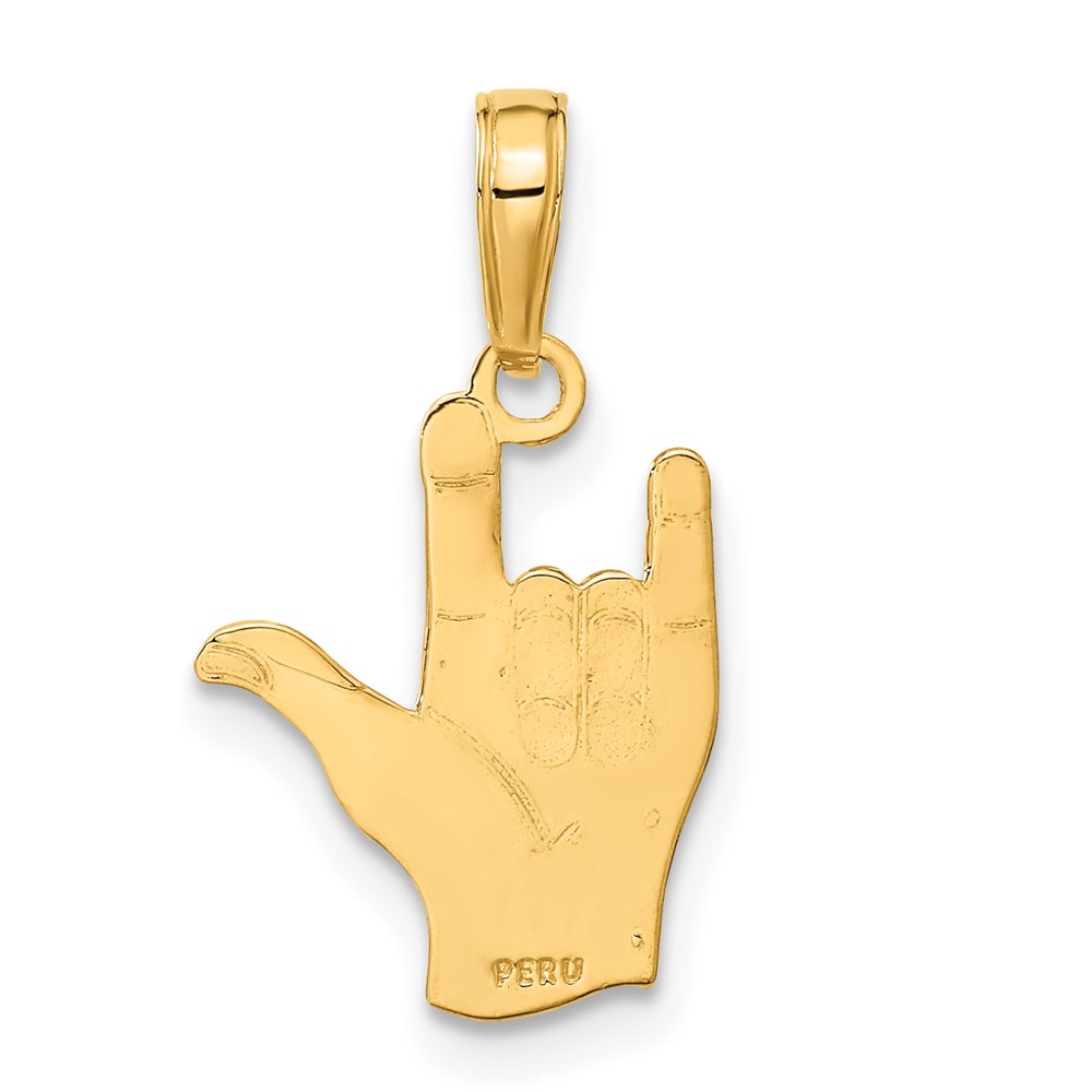10K I Love You Hand/ Sign Language Pendant (10C3055)