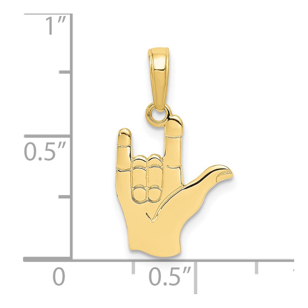 10K I Love You Hand/ Sign Language Pendant (10C3055)