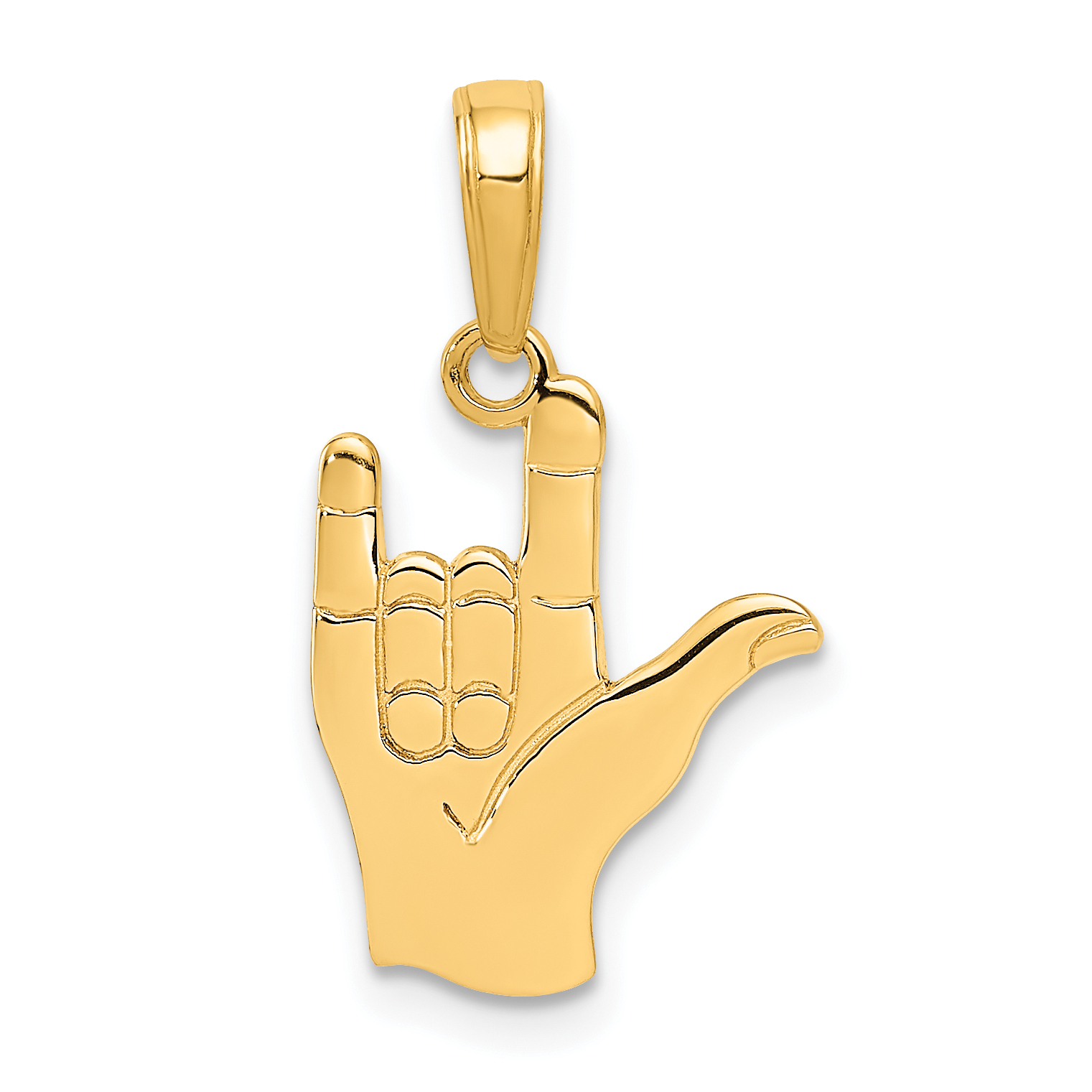 10K I Love You Hand/ Sign Language Pendant (10C3055)