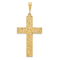 10K Yellow Gold Polished Large Nugget Cross Pendant view 1