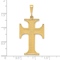 10K Yellow Gold Large Textured Cross Pendant view 3