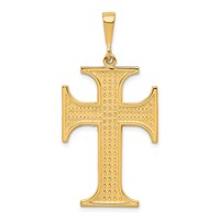10K Yellow Gold Large Textured Cross Pendant view 1
